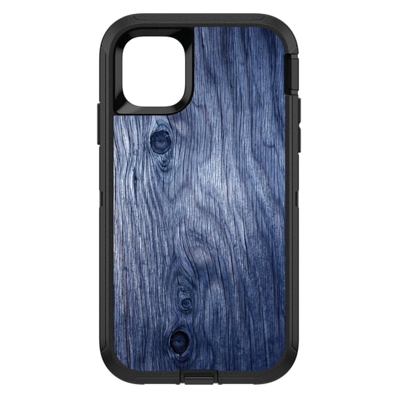 DistinctInk Custom SKIN / DECAL compatible with OtterBox Defender for iPhone 11 Pro (5.8" Screen) - Dark Blue Weathered Wood Grain Print - Printed Wood Grain Image