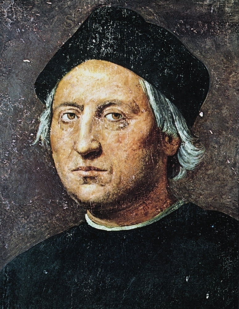 Christopher Columbus /N(1451-1506). Italian Navigator. Oil On Wood ...