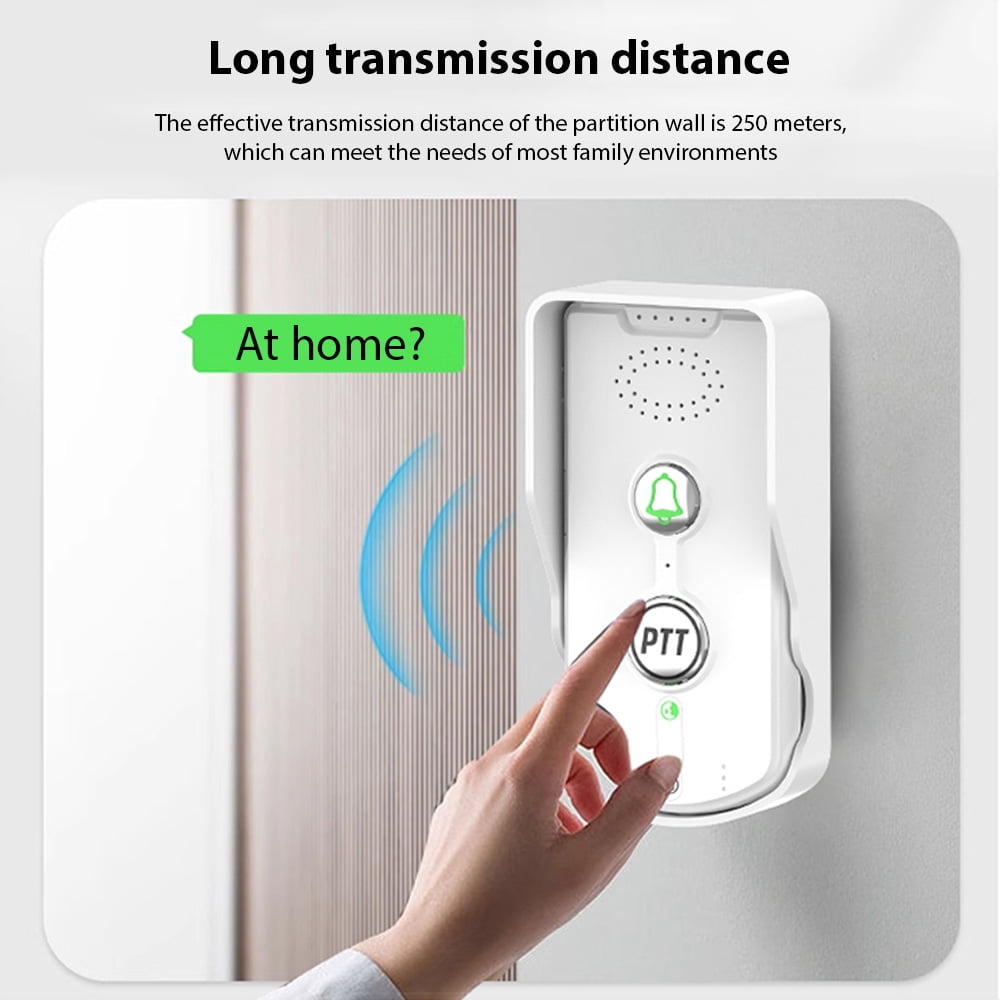 Wireless Doorbell Intercom Rechargeable 1000m/3280ft Long Distance Smart Intercom Doorbells for Home Office Real-Time Two-Way Communication 3 Volume Levels Waterproof Electronic Doorbell Chime