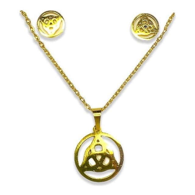 JOYARIS Juego Completo Triqueta Cadena+aretes+dije Chapado Dorado DM-0000549