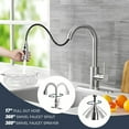 thumbnail image 4 of ClozOrg Kitchen Faucet with Pull Down Sprayer, High Arc Single Handle Kitchen Sink Faucets with Pause Button Premium Brushed Nickel with Deck Plate Suit to 1 or 3 Holes, 4 of 6