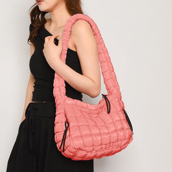 Zznnkj Quilted Tote Bag for Women, Lightweight Puffy Padding Hobo Bag with Compartment, Large Puffer Shoulder Bag Handbag for Travel, Work, Gym