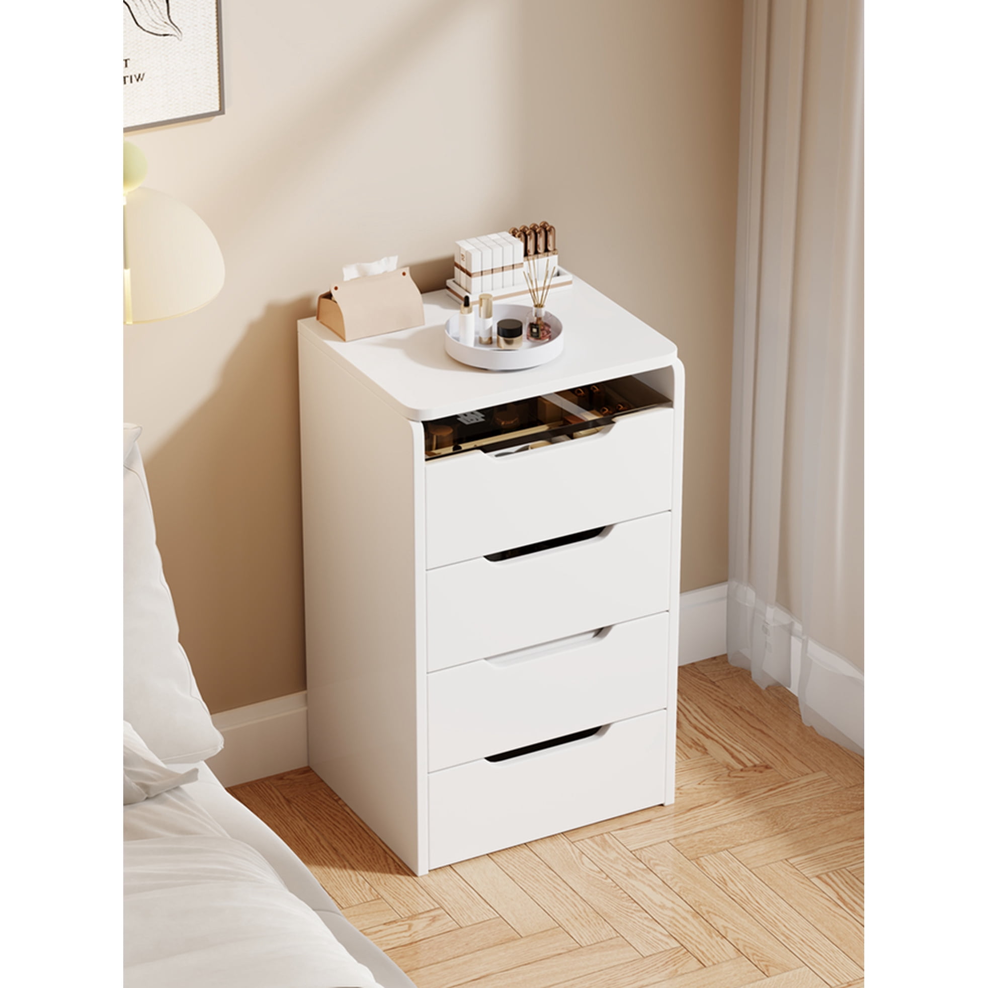 Compact Makeup Vanity With Visible Desktop And Drawer , White Bedroom Furniture, Functional Beauty Station Flip Top Lighted Mirror Internal Space, Dressing Desk, Elegant Furniture