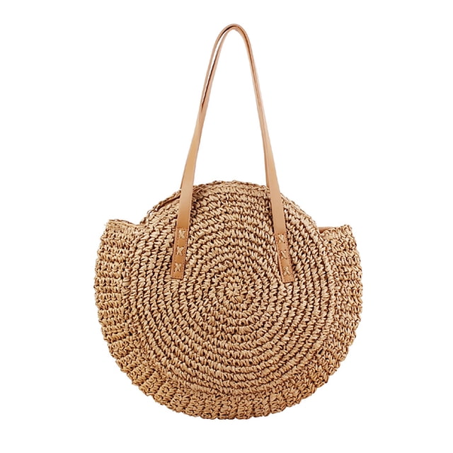 Bolso De Hombro Bolsas de playa de verano, Bolso tejido hecho a mano para mujer, portátil informal para vacaciones junto al mar