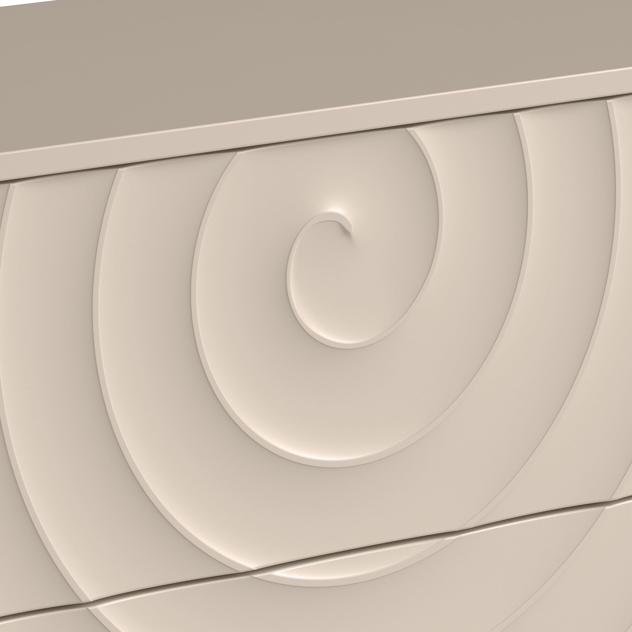 Noble House Zerra 6-Drawer Bedroom Dresser with Rounded Side Panels, Spiral Grain Clothes Organizer, Off White