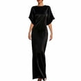 thumbnail image 2 of Karymi Summer Dresses for Women Satin Maxi Dress, Crew Neck Batwing Half Sleeve Loose Draped Flowy Floor Length Elegant Evening Formal Gown Summer Dresses for Women 2026, 2 of 5
