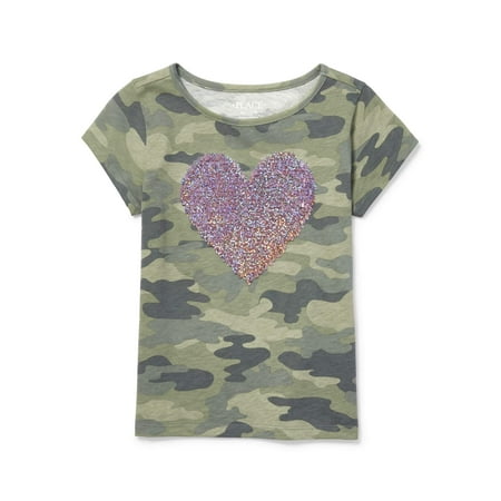 The Children's Place Reversible Flip Sequin Camo Graphic T-Shirt (Little Girls & Big (Best Place To Shop For Graphic Tees)
