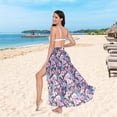 thumbnail image 6 of FORMRS Womens Beach Sarong Semi-Sheer Bikini Wrap Skirt Swimsuit Cover-ups, Pink and Purple Flowers, 6 of 7