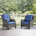 thumbnail image 2 of PARKWELL 4-Piece Outdoor Patio Furniture Set 5-Seat High Back Conversation Set with 41" Fire Pit Table and Deep Seat Wicker Chairs for Patio Garden Deck,Gray Wicker Navy Cushions, 2 of 8