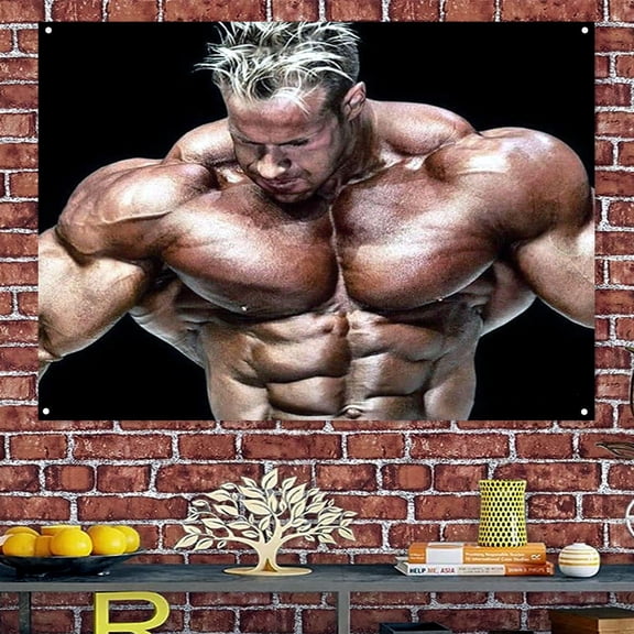 Bodybuilder showing perfect muscles - Stay Motivated During Your Workout with this Inspirational Fitness Poster - Bodybuilding Wall Art Banner & Flag Perfect for Gym, Office or Room Wall 38" x 57"