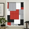 thumbnail image 4 of Red Grey Black Geometric Semi Sheer Curtains Drapes for Living Room,Bedroom,French Doors Window 72 Inches Long,Middle Century Modern Art Abstract Rod Pocket Chiffon Curtain Drapery Voile Drape Panel, 4 of 6