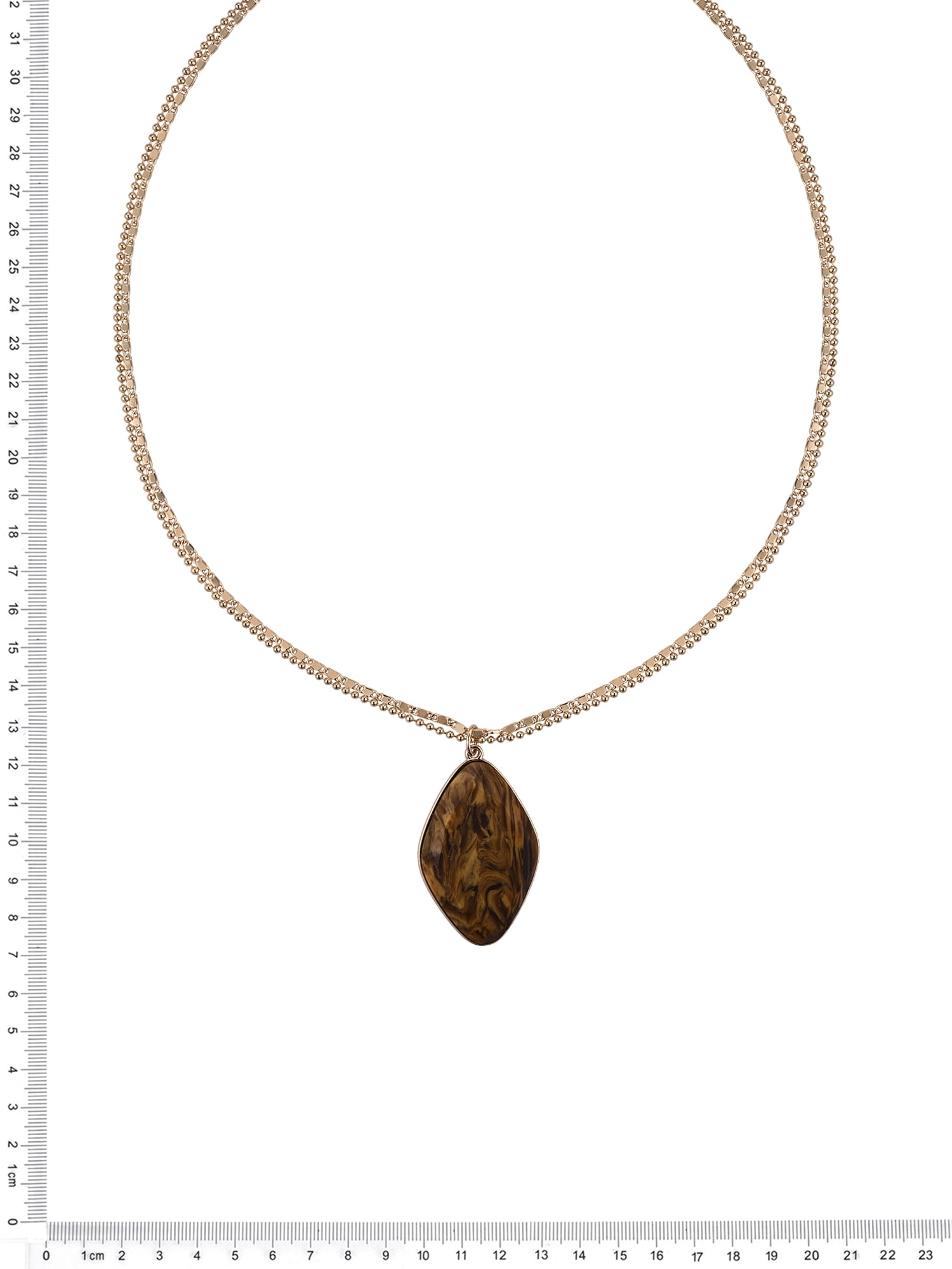 Scenario Women's Gold-Tone Reconstituted Tiger's Eye Stone Pendant Necklace