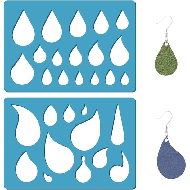 Plantilla para hacer aretes en forma de lágrima de 2 estilos, reutilizable, con forma de diamante, geométrica, de cuero, para cortar acrílico.