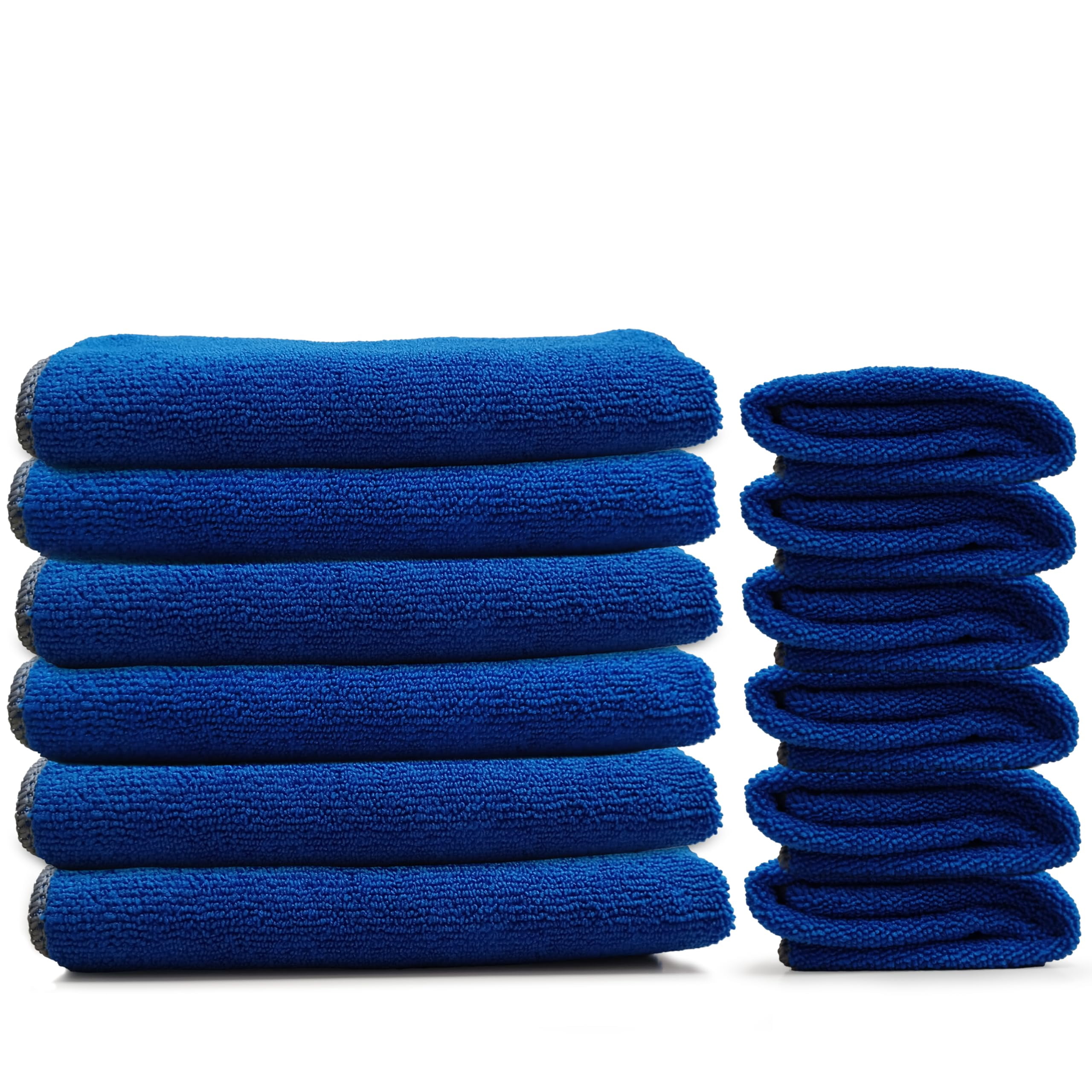 EvaClean Premium Microfiber Cleaning Cloths, 12 Count, Blue