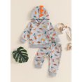 thumbnail image 4 of Elippeo Little Boy Fall Clothes 6 12 18 24 Months 3 4 Years Dinosaur Print Long Sleeve Hood Sweatshirt with Elastic Waist Pants 2Pcs Outfits, 4 of 9