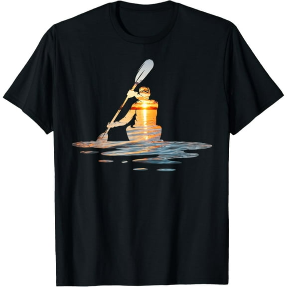 Kayaking Silhouette Kayak Kayaker T-ShirtMen and women, Black T-shirt, size: Extra large