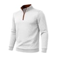 thumbnail image 5 of TOUMENY Men Zip Up Sweater High Neck Long Sleeve Solid Casual Comfy Slim Fit Pullover Fashion Knit Fall Winter Layer Tops Jacket White XXXL, 5 of 7