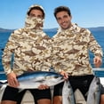 thumbnail image 7 of SEANATIVE Men's Fishing Rash Guard, Sun Protection Long Sleeve Fishing Shirt Pullover with Mesh Face Mask Sun Protective Shirt Summer Outfits for Outdoor, L, Fish Camo Brown Beige, 7 of 7