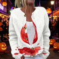 thumbnail image 5 of Halloween Cardigan Sweaters for Women Funny Halloween Party Graphic Womens Sweaters Cardigan Knit Button Up Cropped Long Sleeve Fall Holiday Soft Cardigan Sweaters Deep Red 2XL, 5 of 7