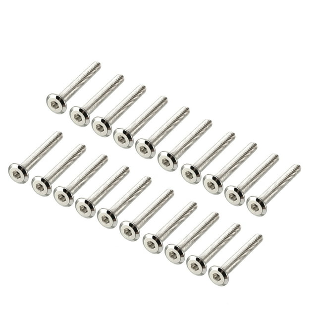Tornillos hexagonales M6x45mm de acero al carbono niquelado, paquete de 20