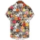 thumbnail image 4 of Camisetas de solapa con dibujos animados de gato para mujer, estilo callejero Y2k, con estampado 3D, manga corta y botón, ropa para mujer, camiseta superior, 4 of 5