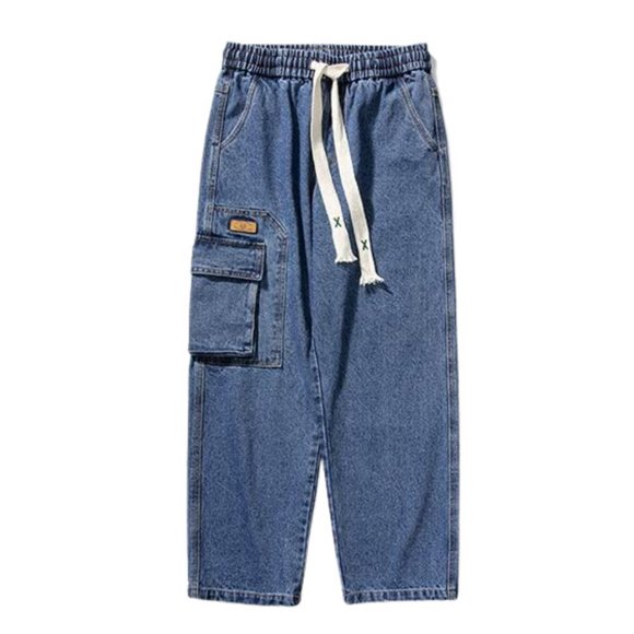 QHFBli Mens Slim Fit Stretch Denim Jeans - Dark Wash Men's Relaxed Fit Hop Denim Trousers for Casual Work Wear With Multiple Blue L
