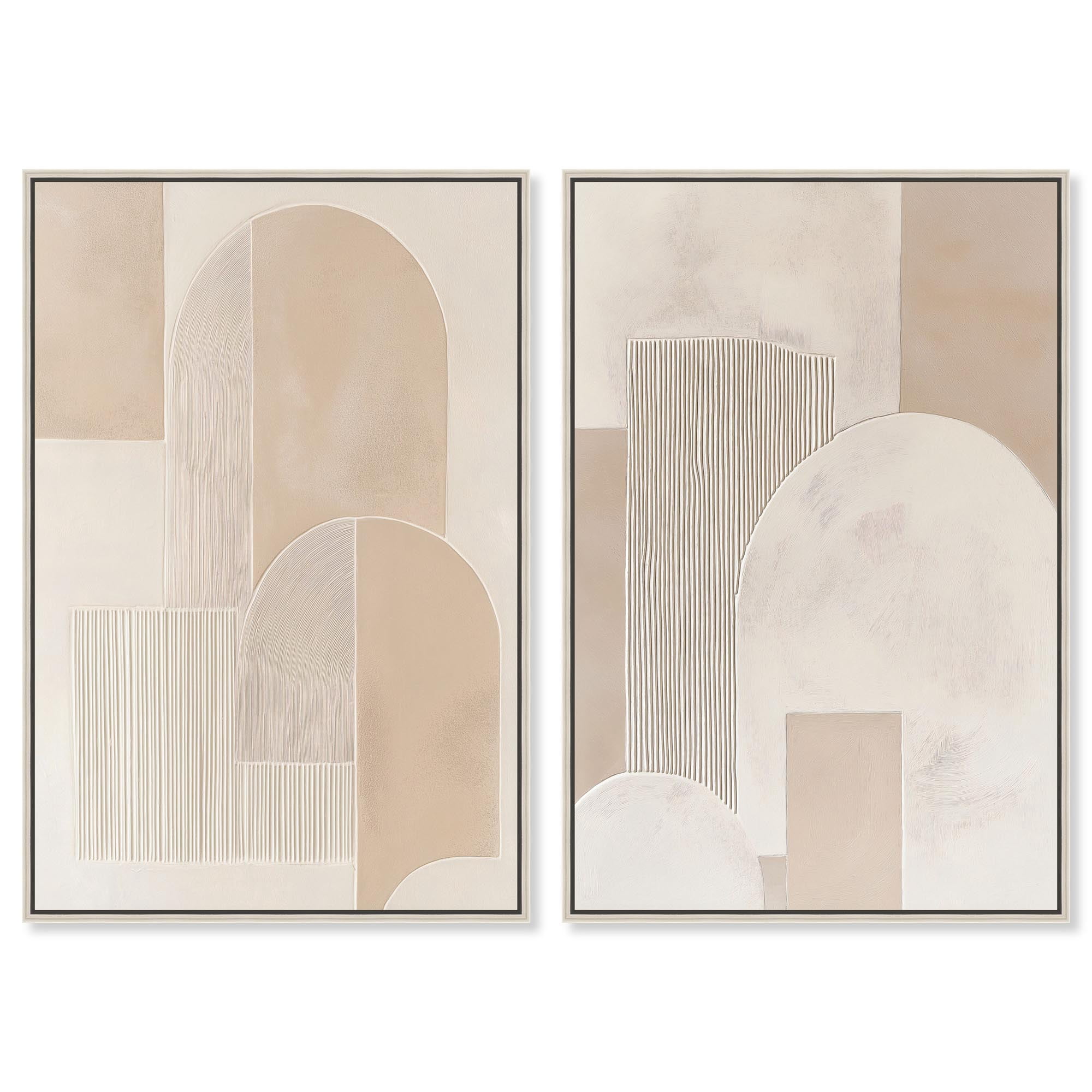 Glamorous Golden Horizons Duo Canvas Print Boho Wall Decor by Art Remedy Silver Frame 10 x 15