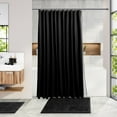 thumbnail image 4 of Clara Clark  Bamboo Bathroom Accessories Set with Shower Curtain Set, Toilet Brush, Trash Can & Soap Dispenser Complete Set + Bath Rugs - Black, 4 of 5