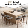 thumbnail image 2 of CRERIYO 26" Swivel Counter Height Bar Stools Set of 2, Linen Fabric Upholstered Bar Chairs with Silver Ring Footrest and Walnut Wood Legs, Lightgray, 2 of 7