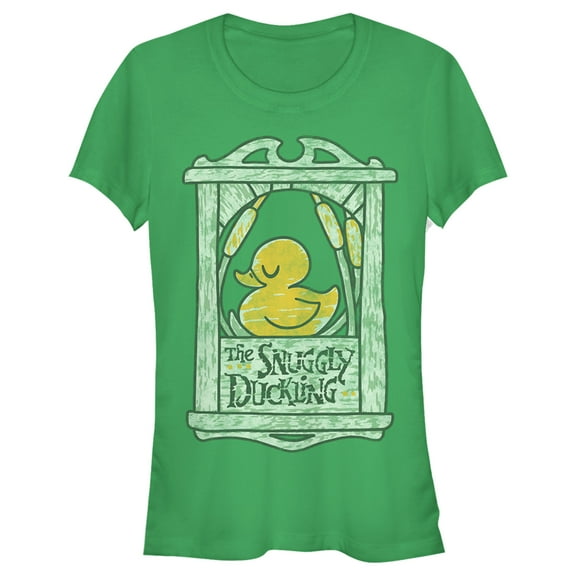 Junior's Tangled The Snuggly Duckling Sign Graphic Tee Kelly Green 2X Large