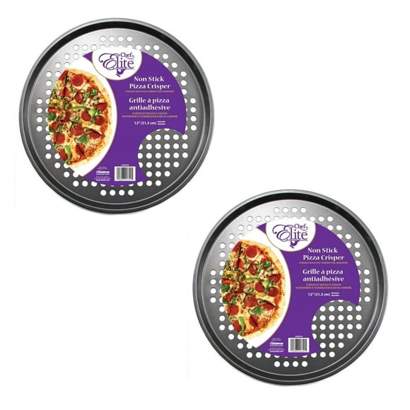 ChefElite - Set of 2 Pizza Grids, 12" Diameter, Non-Stick, Carbon Steel