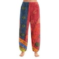 thumbnail image 2 of WTOBBY Women's Long Pants with Cuffed Hem and Retro Print, Suitable as Casual Pants or Pajama Pants for Comfortable Wear and Relaxation,Wine S, 2 of 6
