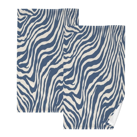 2 Pack 100% Cotton Towels Soft Absorbent Towel Set for Bathroom Beach Sports 16x28in Digital Blue Zebra Stripes