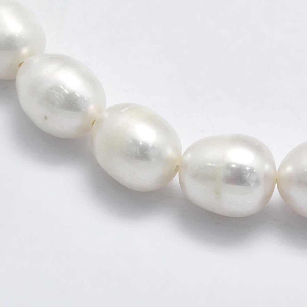 2strands Natural Cultured Freshwater Pearl Beads Strands Rice WhiteSmoke 9~11x8.5~9mm Hole: 0.8mm about 32pcs/strand 13.78 inch Pearl