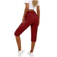 thumbnail image 5 of TAGOLD Womens Summer Capris Solid Color Button Front Water Sports Casual Cropped Pants, 5 of 5