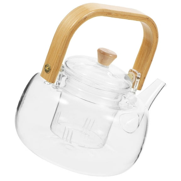 SEWACC 1Set Transparent Borosilicate Glass Tea Kettle for Household Users with 1000Ml Capacity