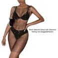 thumbnail image 4 of ZheElen Robe de Danseuse Aguichant en Résille pour Femmes, au-Dessus du Genou, avec Strass, Transparente, Noire G, 4 of 7