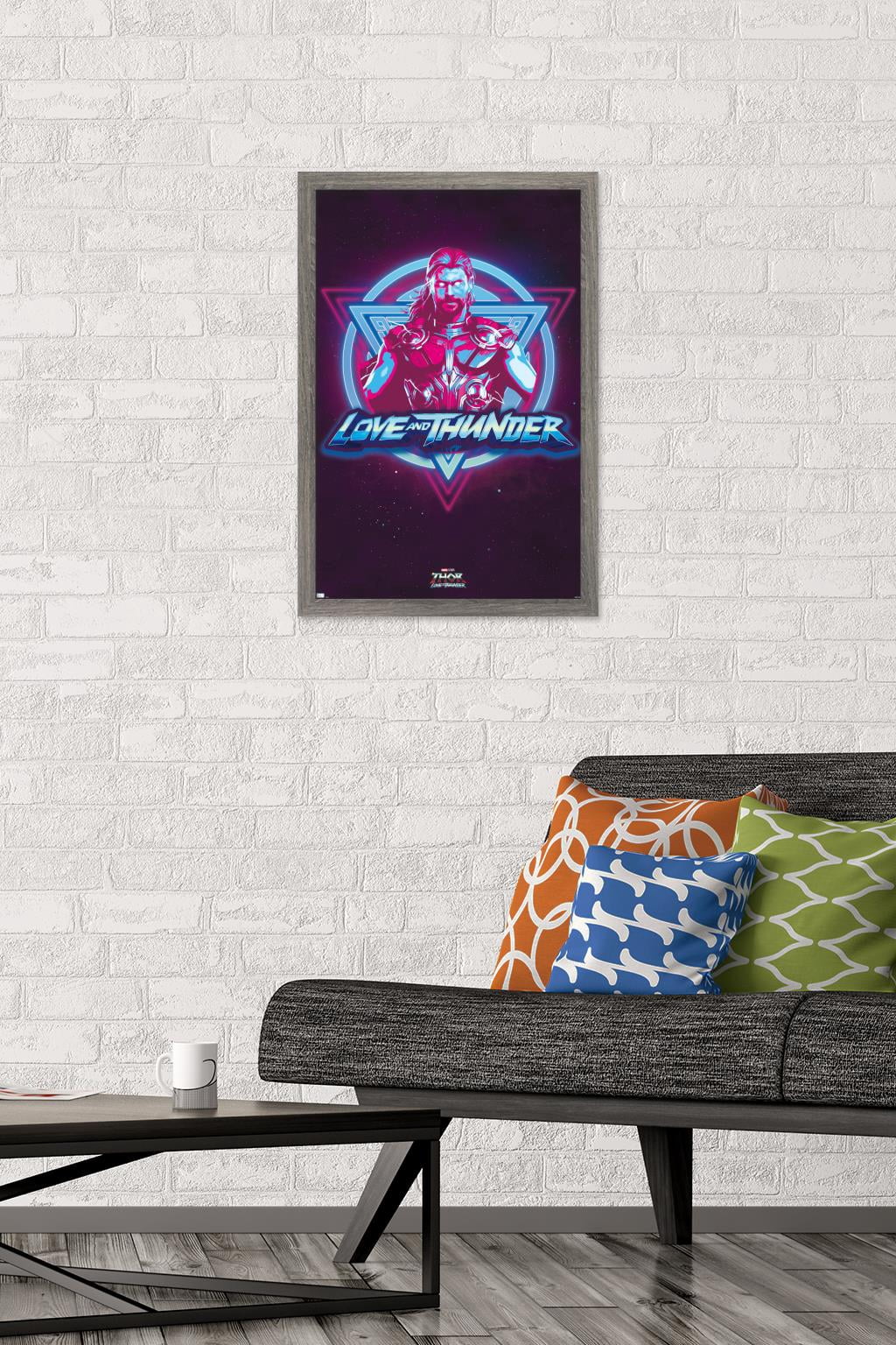 Marvel Thor: Love and Thunder - Vaporwave Wall Poster, 14.725" x 22.375" Framed