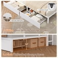 thumbnail image 5 of Twin Size Corner Bed Frame with 2 Drawers and Storage Bookcase, Twin Daybed with Charging Station & Led Lights, Metal Platform Beds for Living Room Bedroom, White, 5 of 9
