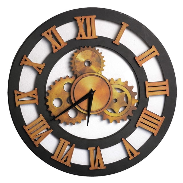 Reloj de pared con Números romanos nórdicos de 38cm, reloj decorativo romano de madera Vintage para sala de estar y Hotel