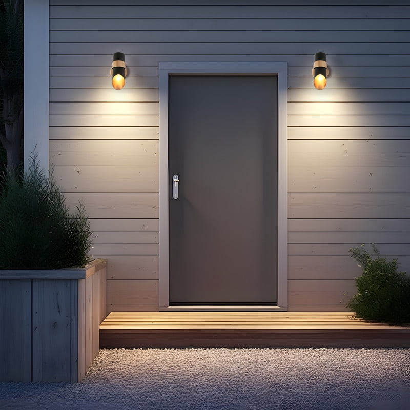 LNC Dusk to Dawn Outdoor Wall Light,10" H Black and Gold Modern Wall Sconce,Waterproof Metal Exterior Light for Porch,Garage,Entryway