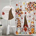 thumbnail image 5 of Fall Gnomes Shower Curtain, Waterproof Shower Curtains for Bathroom, Thanksgiving Maple Leaf Grey Wood Grain Washable Fabric Bathtub Curtain Set Bath Decor with 12 Hooks 48"x72", 5 of 8