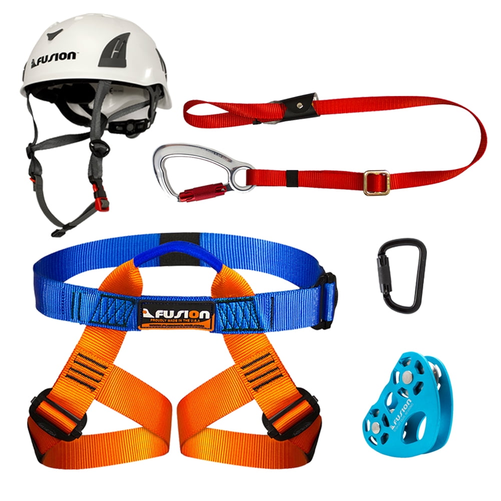 Fusion Climb Kids Backyard Zip Line Kit Harness Lanyard Trolley