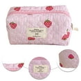 thumbnail image 5 of Quilted Strawberry Portable Make Up Bags Zipper Closure Travel Cosmetic Bags Large Skincare Brush Organizer Pouches for Women and Girls (S), 5 of 8