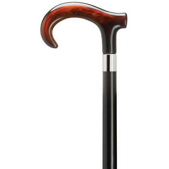 Men Derby Hook Cane Black Maple Shaft, Shell Handle