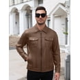thumbnail image 6 of COOFANDY Men's Faux Leather Motorcycle Jacket Casual Lightweight Zip Up Trucker Outerwear with Multiple Pockets, 6 of 9