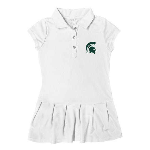Girls Toddler Garb  White Michigan State Spartans Caroline Cap Sleeve Polo Dress