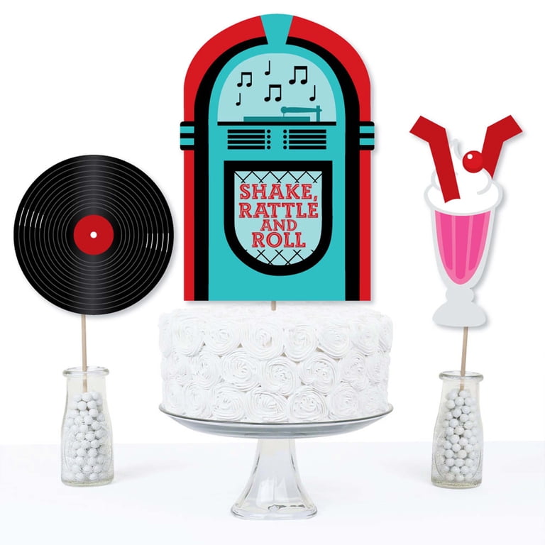 Big Dot Of Happiness 50’s Sock Hop Party Centerpiece Sticks - 35 Piece Rock N’ Roll Decor Kit