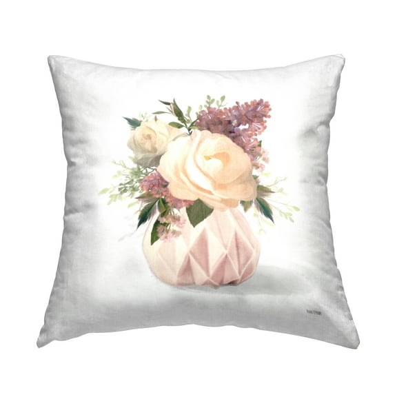 Stupell Industries Pink Flower Bouquet Square Decorative Printed Throw Pillow, 18 x 18