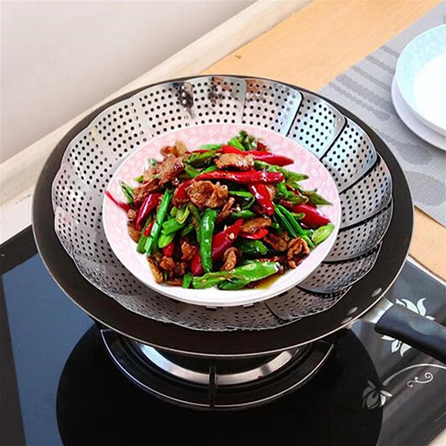 Vegetable Steamer Basket, Stainless Steel Veggie Steamer Basket For Cooking Folding Expandable